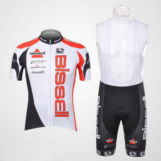 2012 Maillot Bissell Tirantes Mangas Cortas Blanco Y Rojo